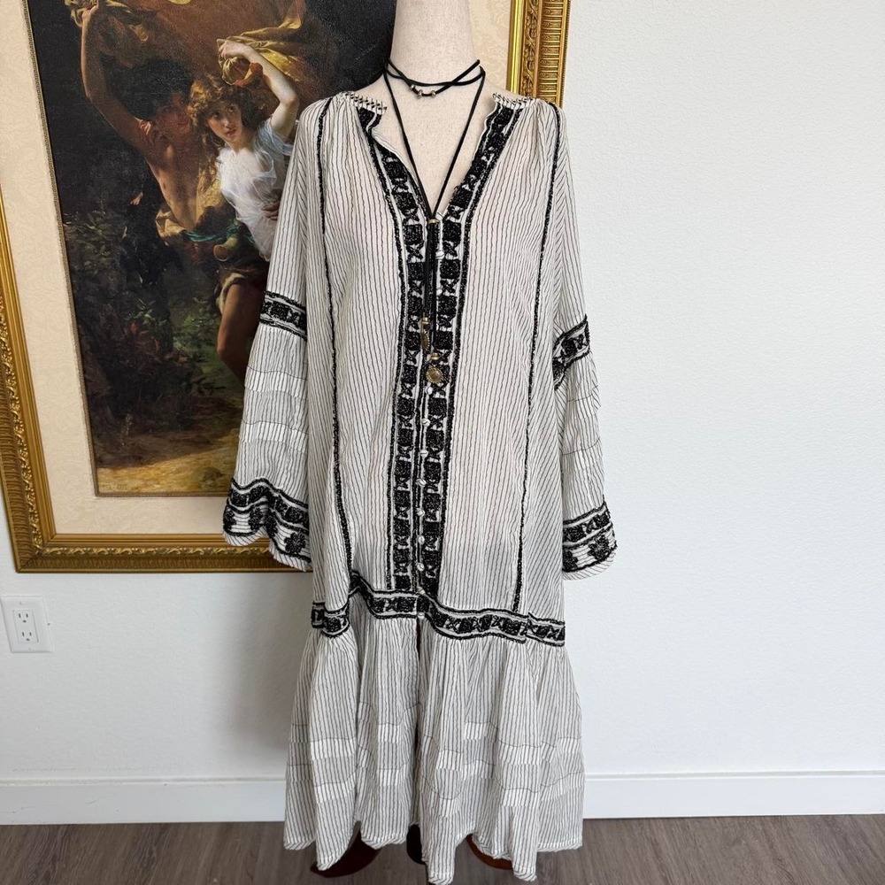 Free People Boho Embroidered Midi Dress